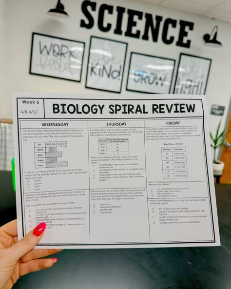 Boosting Biology Exam Scores with Spiral Reviews ⋆ The Trendy Science Teacher Biology Classroom Ideas High School, Biology Teacher Classroom, Science Teacher Aesthetic, Highschool Biology, Classroom Data Wall, High School Biology Classroom, Biology Interactive Notebook, Biology Exam, High School Science Classroom