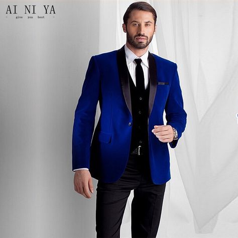 Find More Suits Information about new Royal Blue Men's Velvet Groom Tuxedos Groomsman Best Man Bridegroom New Suits,High Quality best suit,China best tuxedos Suppliers, Cheap suit suit from AI NI YA Suits Store on Aliexpress.com Men Suits Prom, Men Suit Wedding, Wedding Blazers, Prom Tuxedo, Suit Man, Black Suit Men, Blue Suit Men, Suits Men Business, Groom Tuxedo