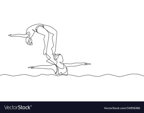 Synchronized Swimming Tattoo, Synchronized Swimming Art, Artistic Swimming, Water Vector, Swimming Tattoo, Event Concept, Dancing Drawings, Synchronized Swimming, Single Line Drawing