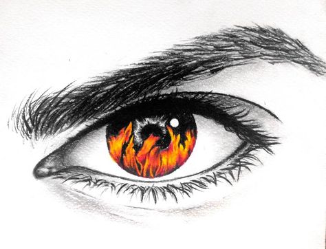 Fire in your eye Fire Sketch, Anime Fire, Colored Pencil Art Projects, Fire Eyes, Fire Drawing, Eyeball Art, Eye Sketch, Drawing Examples, Eye Painting