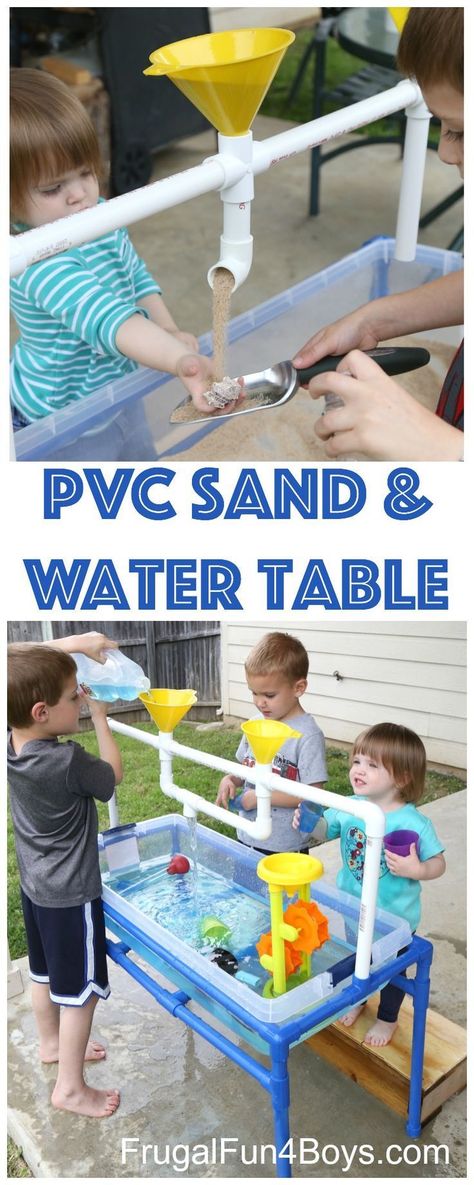 How to Make a PVC Pipe Sand and Water Table Kids Water Table, Koti Diy, Living Hall, Sand And Water Table, Water Table, Backyard For Kids, Toddler Fun, Sand And Water, Backyard Fun