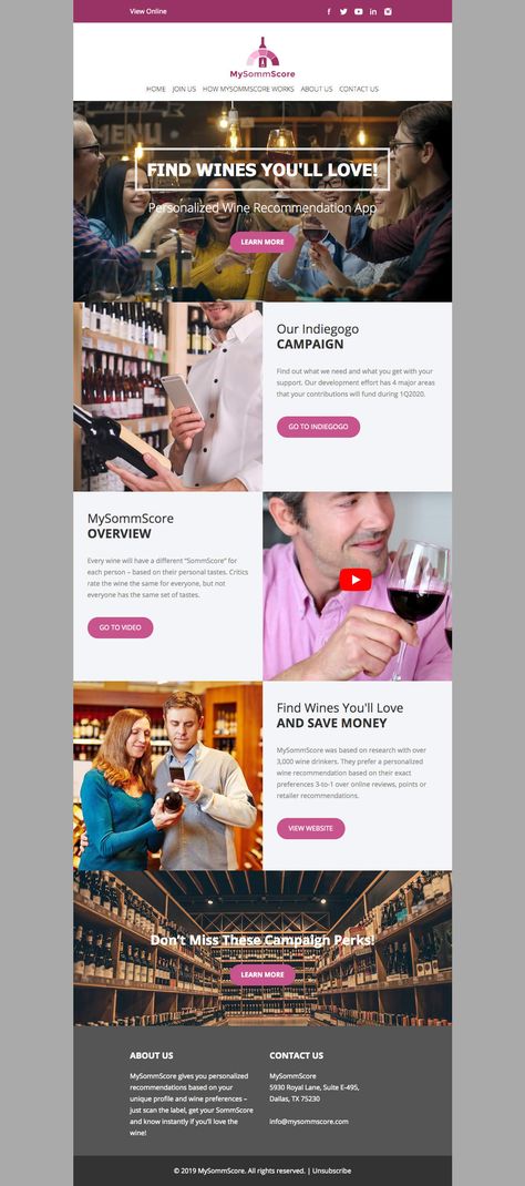 Mail Chimp Templates, Wine Recommendations, Email Ideas, Bulk Email, Email Marketing Services, Email Marketing Campaign, Email Template, Social Icons, Email Design