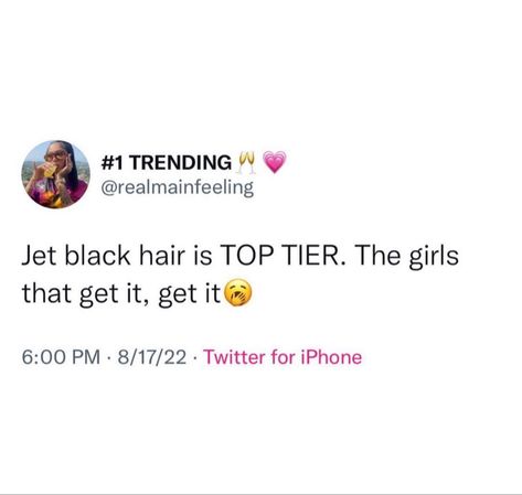 @CAestheticsx #quotes #hair I Love My Hair Quotes, Blue Hair Quotes, Blasian Quotes, Hair Quotes Twitter, Blonde Hair Quotes, Black Hair Quotes, Boys With Black Hair, Baddie Captions, Nana Osaki