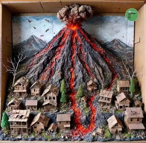 Natural Disasters Art, Volcano Model, Science Project Models, Volcano Projects, Science Exhibition Projects, Science Fair Projects Boards, Presentation Ideas For School, Mother Earth Art, Science Models