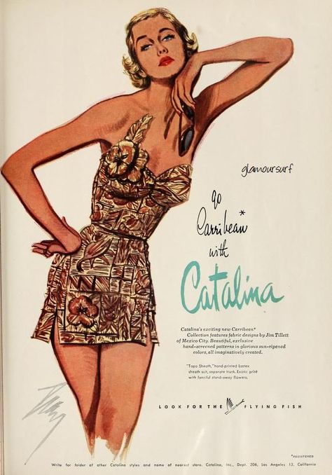 Catalina Swimwear, Vintage Bathing Suit Patterns, Hawaiian Wear, 50s Glamour, 50s Women, I'm Just A Girl, Vintage Swimsuit, Vintage Swimwear, Vintage Swimsuits