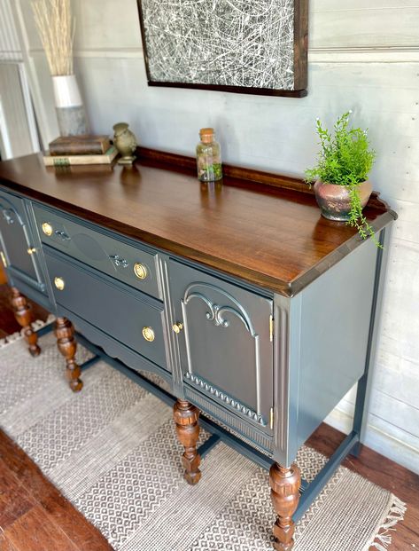 Refinished Buffets And Sideboards, Painted Vintage Buffets And Sideboards, Painted Antique Dresser Ideas, Chalk Paint Antique Furniture, Painted Buffet Cabinet, Refurbished Buffet Ideas, Upcycle Buffet Cabinet, Refurbished Buffet Cabinet, Hall Table Ideas