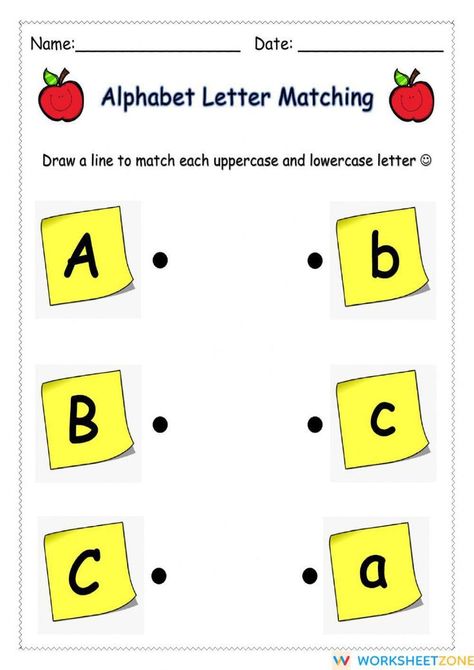 Learn Abc Activities, English Worksheets For Preschool, Activities For Grade 1, English Liveworksheet, Abc Matching, Letter Matching Worksheet, Alphabet Letter Matching, Letters Worksheets, Preschool Activities Printable