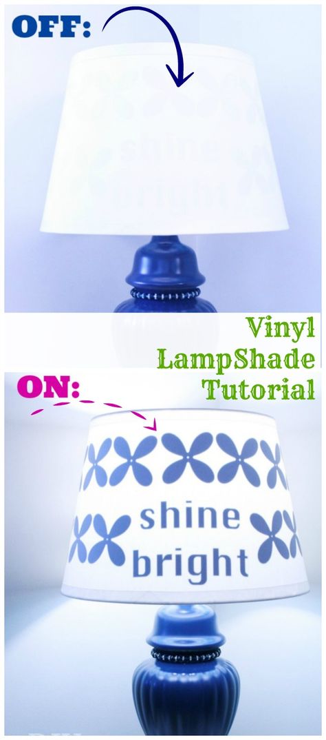 Cute vinyl lampshade tutorial Luminaria Diy, Lamp Makeover, Silhouette Vinyl, Silhouette Crafts, Diy Lamp, Silhouette Cameo Projects, Vinyl Crafts, Cricut Vinyl, Vinyl Projects