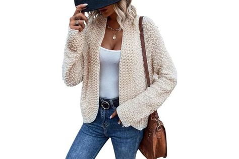 ANRABESS Women's Open Front Knit Cardigan Long Sleeve Lapel Casual Solid Classy Sweater Jacket Classy Sweater, Amazon Clothing, Women's Cardigans, Cardigan Long Sleeve, Amazon Clothes, Amazon Best Sellers, Cardigan Long, Long Sleeve Cardigan, Front Open