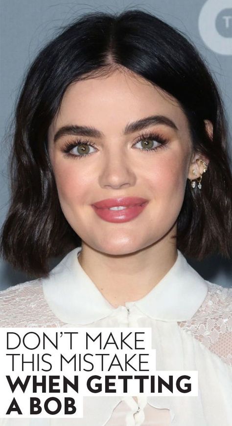 Don't make this mistake when getting a bob. #bobhaircuts #lucyhale #hairhacks #hairtips #shorthaircuts Lob For Fine Hair Round Faces, Bob Haircut For Big Forehead, Olivia Culpo Hair Short Bob, Lucy Hale Long Bob, Grown Out Bob Haircut, Bob For Wide Face, Growing Out Bob Haircut Ideas, Mid Length Choppy Bob, Long Bob Hairstyles For Fine Hair Round Face