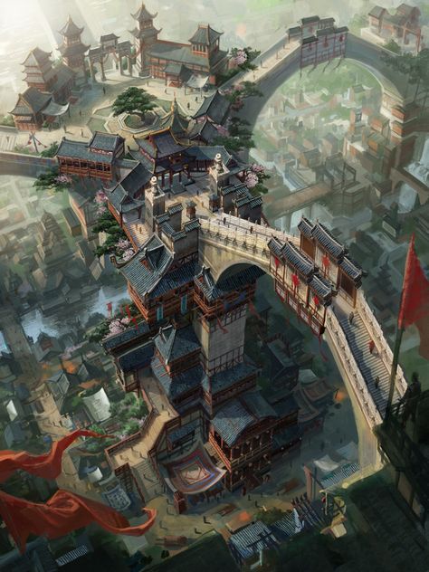 Chinese City, Creature Fantasy, Dragon City, Arte Cyberpunk, Have Inspiration, Fantasy Worlds, Fantasy City, Fantasy Setting, Fantasy Places