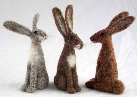 jenny barnett Hare Pattern, Magpie Art, Fuzzy Felt, 2nd December, 1st October, Needle Felting Diy, Felted Wool Crafts, Toy Sculpture, Plain Jane