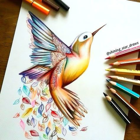 Fantastic realistic colorful drawing of the hummingbird. Style: Realistic. Color: Colorful. Tags: Best, Amazing, Beautiful Colorful Bird Tattoos, Hummingbird Drawing, Kunst Tattoos, Hummingbird Tattoo, Pretty Drawings, Best Tattoo Designs, Colorful Bird, Birds Tattoo, Color Pencil Art