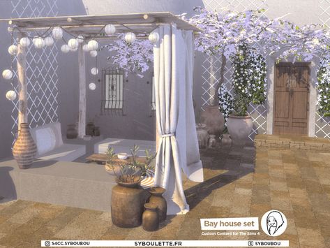 Sims 4 Outdoor Cc Patreon, Outdoor Furniture Sims 4 Cc, The Sims 4 Garden, Sims 4 Backyard Cc, Backyard Furniture, Bay House, Balcony Furniture, Sims Community, Sims House