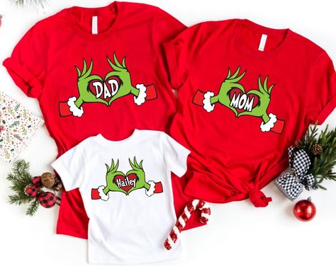 Funny Character Heart Hands  Shirt, Funny Character Shirt, Personalized Funny Character, The Funny Character Family Shirt Grinch Christmas Family Shirts, Holiday Family Shirt Ideas, Matching Grinch Shirts, Custom Family Christmas Shirts, Grinch Family Christmas Shirts, Grinch Birthday Shirts, Friendsmas Shirt Ideas, Christmas Tshirts For Family, Grinch Christmas Shirts Family