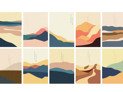 Outdoor Wallpaper, Japanese Wave Pattern, Vector Mountain, 달력 디자인, Japanese Wave, Japanese Waves, Architecture Concept Drawings, Mountain Wallpaper, Minimalist Landscape