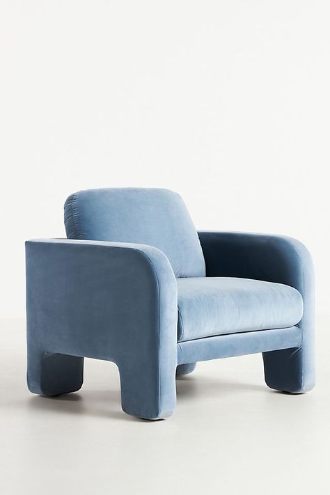 Velvet Lawson Chair Light Blue Accent Chair, Blue Lounge Chair, Blue Velvet Chairs, Couch Seats, Blue Accent Chairs, Sculptural Chair, Sitting Chair, Statement Chairs, Blue Office