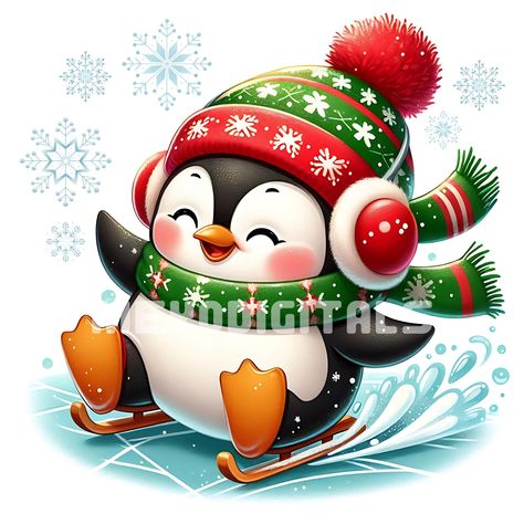 Penguin Characters, Penguin Clipart, Christmas Penguins, Winter Penguin, Professional Graphic Design, Clipart Christmas, Baby Penguins, Graphic Design Tools, Christmas Penguin