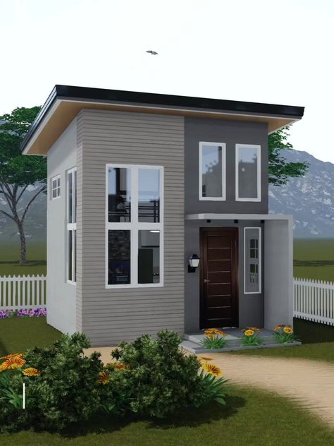 Loft House Design Small, Small Townhouse Design, Loft House Design Exterior, Small Loft House Design, Simple Small House Design, Barndominium Modern, Loft Type House, Small House Design Ideas, Barn Dominium