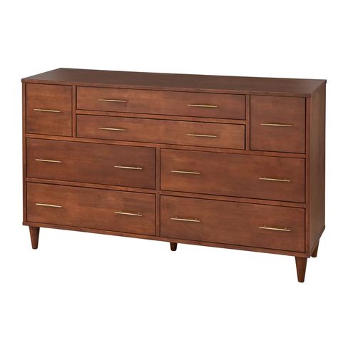 Corrigan Studio® Bumgardner 8 Drawer Dresser & Reviews | Wayfair Recliner With Ottoman, Dresser Bed, Matching Nightstands, 8 Drawer Dresser, Mid Century Modern Dresser, Drawer Hardware, Bedroom Furniture Dresser, Modern Dresser, Metal Drawers