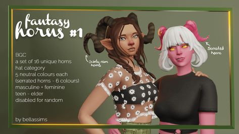 Ts4 Horns Cc, Sims4 Fantasy Cc, Sims 4 Horns Cc, Sims 4 Cc Horns, Ts4 Fantasy Cc, Neutral Swatches, Fantasy Horns, Los Sims 4 Mods, Sims 4 Mods Cc