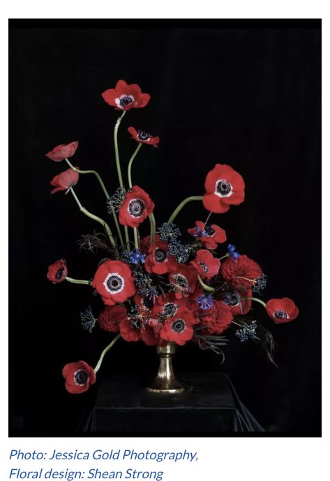 Flower Trends 2023, Modern Wedding Centerpieces, Anemone Wedding, Modern Wedding Bouquets, Floral Designs Arrangements, Anemone Bouquet, Wedding Flower Trends, Floral Art Arrangements, Red Anemone