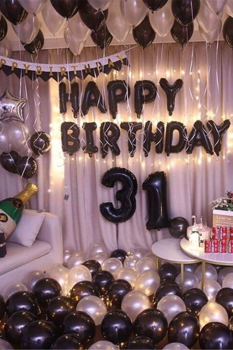 Balloon Wall Backdrops Name Balloons, Surprise Birthday Decorations, Birthday Party Decorations For Adults, Birthday Decorations At Home, Birthday Room Decorations, Simple Birthday Decorations, 21st Birthday Decorations, Birthday Ideas For Her, Banner Photo