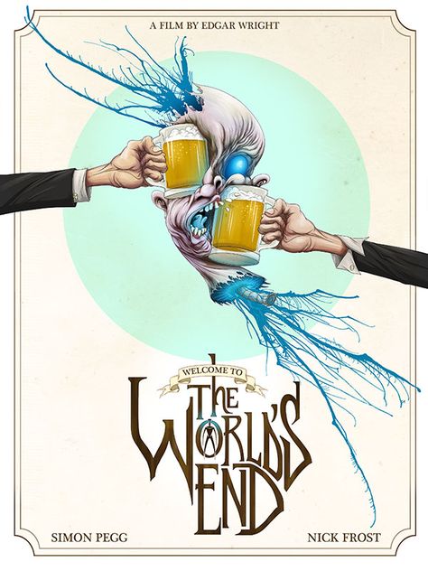 The World's End poster. The World's End Movie, Worlds End, Alex Pardee, Little Dorrit, Edgar Wright, Simon Pegg, Sucker Punch, The Used, Movie Posters Minimalist