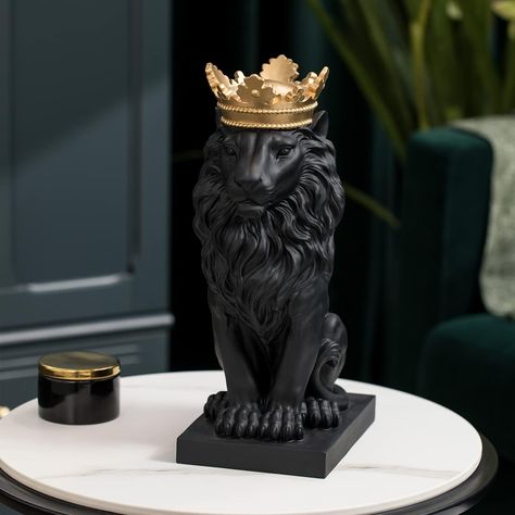 Lion Home Decor, Lion Decorations Home Decor, Lion Coffee Table, Lion Furniture, Standing Lion, Decor For Desk, Sharp Eyes, Lion Decor, Sharp Claws