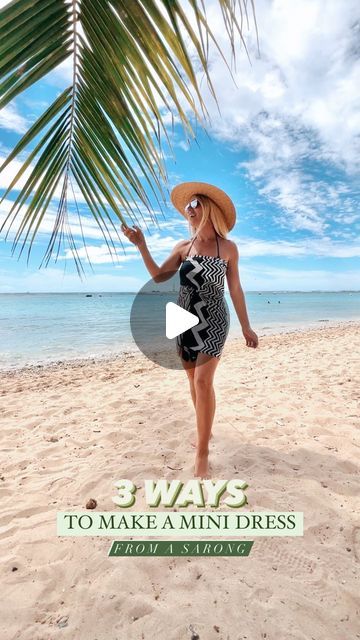 Monica D 🌺 Hawaii 🏖 Beach on Instagram: "3 ways how to make a mini dress from your beach sarong! * 🌺 wrap it around you , grab 2 ends and tie them on your neck. Grab a little fabric from both sides on your hip or waist and try to tie them together, it’s easier when the fabric of your sarong is soft. 🌺 untie 2 ends on your neck , cross them on your chest and tie them on your neck. 🌺 untie 2 ends on your neck , cross them on your chest and tie them on your back . Thats it , you did it! * Outf Neck Grab, Beach Wear Fashion, Vacation Beach Outfit, Beach Outfit Vacation, What To Wear On Vacation, Beach Wraps, Sarong Tying, Sarong Wrap, Beach Sarong