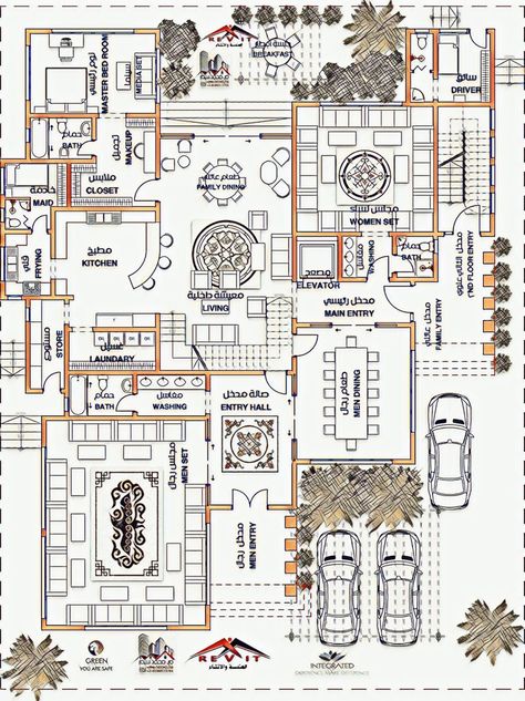 Arabian Home Design, Arabian House Design, House Layout Design, Drawing House Plans, Modern Facade, Three Bedroom House Plan, Indian House Plans, Classic House Design, House Floor Design