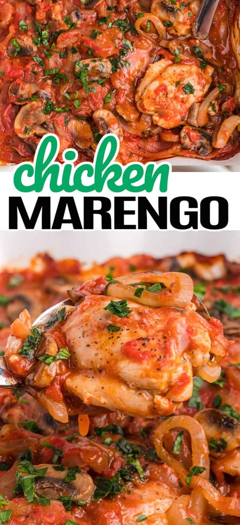 Mushroom Tomato Recipe, Dinner With Mushrooms, Chicken Marengo, Chicken Quarter Recipes, Chicken Thighs In Oven, Chicken Recipes With Tomatoes, Chicken Mushroom Casserole, Chicken French, Crockpot Chicken Thighs