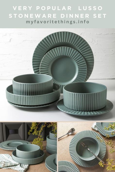 Service for 4 people!Accentuate your mid-century modern decor with this bold and stylish dinnerware set from Christian Siriano. Perfect for those who appreciate modern design with a vintage touch. The set is microwave and dishwasher safe, providing ease and convenience for everyday use and special occasions alike. #moderndiningset#affilatelink#christiansirianodinnerware Stoneware Dinner Sets, Kitchen Plate, Stoneware Dinnerware Sets, Stoneware Dinnerware, Dining Sets Modern, Mid Century Modern Decor, 4 People, Dinner Set, Christian Siriano