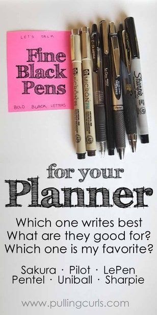 Black Pens, Fine Point Pens, Weekend Crafts, Planner Pens, Organized Mom, Perfect Planner, Black Pen, Best Pens, Drawing Supplies