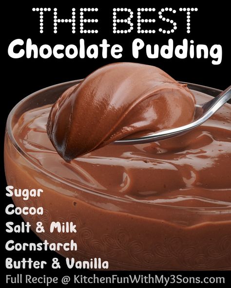 This Chocolate Pudding Recipe is a smooth, thick, and creamy recipe made with just a handful of ingredients. Yummy dessert! #recipes Home Made Pudding, Pudding Homemade, Pudding Recipes Homemade, Easy Chocolate Pudding, Chocolate Pudding Recipe, Homemade Chocolate Pudding, Easy Puddings, Chocolate Pudding Recipes, Homemade Pudding