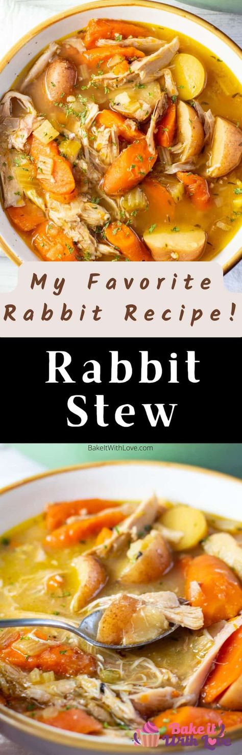 A simple, hearty rabbit stew is the ultimate comfort food! Crockpot Rabbit Recipe, Rabbit Stew Recipe, Easy Rabbit Recipe, Rabbit Recipe, Stew Easy, Vegetables Dinner, Stew Recipes Crockpot, Rabbit Meat, Rabbit Stew