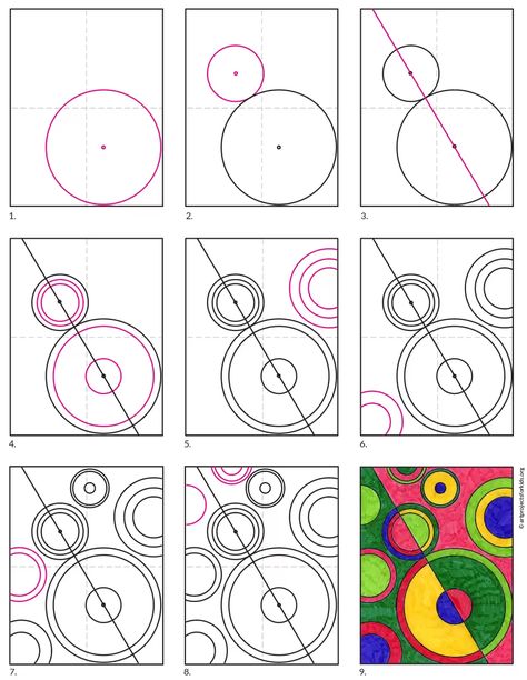 Circle Drawing Ideas Inspiration, Circle Composition Design, Circle Art Projects, Delaunay Art, Circle Art Design, Abstract Circle Art, Circle Project, فنسنت فان جوخ, Shapes Art