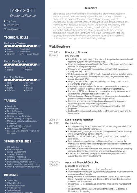 Finance - Resume Samples & Templates | VisualCV Finance Resume, Cv Sample, Job Searching, Resume And Cover Letter, Resume Writing Tips, Core Competencies, Application Letters, Resume Writing Services, Finance Plan