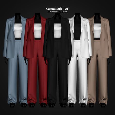 Sims 4 Pant Suit Cc, Sims 4 Female Suit, Sims 4 Cc Suits Female, Sims 4 Suit Cc, Rimings Sims 4 Cc, Ts4 Cc Patreon Clothes, Gorilla Gorilla, Cc Patreon, Female Suit