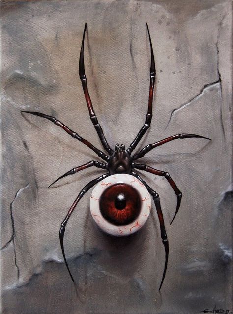 ~Gothic Art Spider Drawing, Eyeball Art, Spider Tattoo, Spider Art, Macabre Art, Simple Tattoo, Tattoo Life, Scary Art, Drawing Inspo