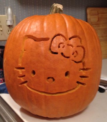 Hello Kitty Pumpkin Carving Tutorial! #halloween Pumkin Carving Ideas Hello Kitty, Pumkin Carving Sanrio, Sanrio Pumpkin Carving, Hello Kitty Pumpkin Carving, Kitty Pumpkin Carving, Spooky Sanrio, Pumpkin Carving Tutorial, Aesthetic Pumpkin Carving, Sanrio Crafts