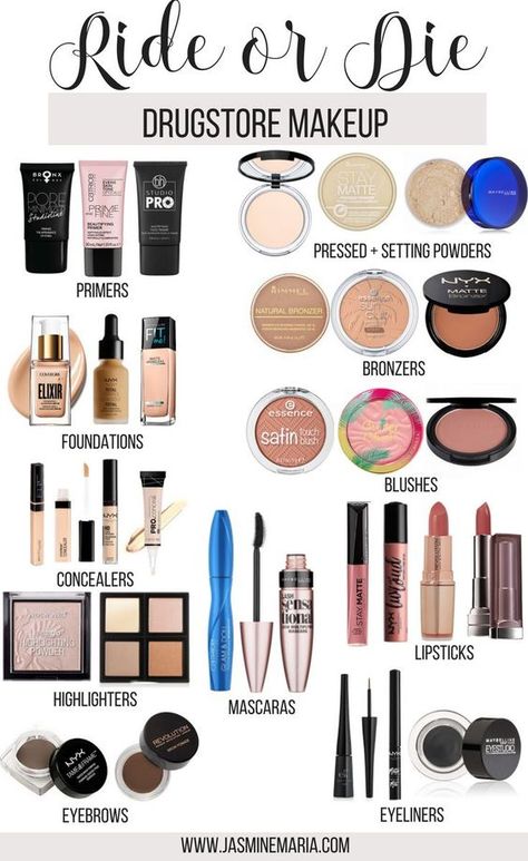 I've seen Youtubers talk about their Ride or Die products and I am to share my Ride or Die Drugstore Makeup. These products I have used so many times and will continue to use. #rideordie #rideordiemakeup #drugstoremakeup #drugstorebeauty #drugstore #makeup #rimmellondon #nyxcosmetics #maybelline #covergirl #makeuprevolution Make Up Guide, Matte Make Up, Make Up Diy, Make Up Kits, Powder Lipstick, Makeup Tip, Best Drugstore Makeup, Elf Cosmetics, Makeup Tricks