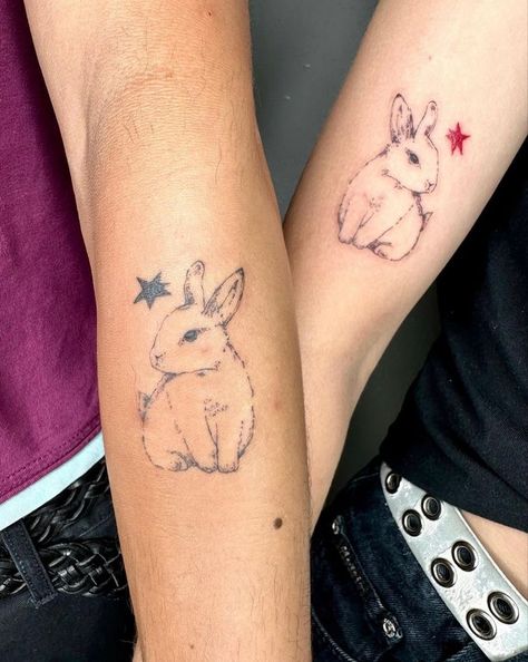 Teacup Tattoo, Bunny Tattoo, Small Girly Tattoos, Horoscope Tattoos, Matching Sister Tattoos, L Tattoo, Funky Tattoos, Clover Tattoos, Bunny Tattoos