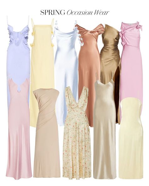 In need of dress ideas for spring events? If so, I'm your girl! These spring dresses and gowns that would be perfect for a wedding, garden party or special event. I am loving pastel silk gowns for the spring. Tap to shop a round up of my favorite occasion wear for spring, I am always sharing my minimal style and outfit ideas on my LTK! Pastel Dress Wedding Guest, Wedding Guest Dress Spring, Arielle Lorre, Pastel Gown, Wedding Guest Outfit Inspiration, Silk Gowns, Wedding Garden Party, Garden Party Outfit, Spring Events