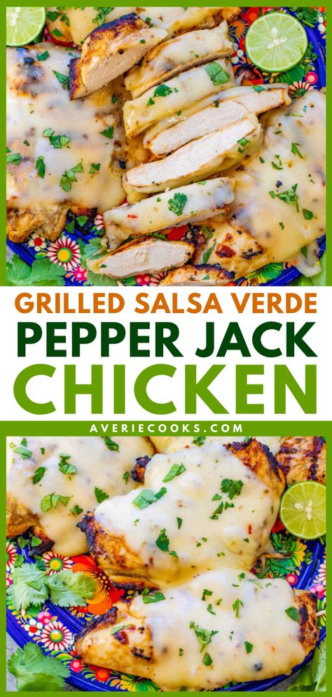 Quick And Easy Dinners With Rotisserie Chicken, Recipes Good For High Cholesterol, Grilled Salsa Verde Pepper Jack Chicken, Quick Rice Lunch, Dinners With Salsa, High Protein Grill Recipes, Chicken Recipes For Dinner Summer, Recipe With Grilled Chicken, Best Grilled Meals