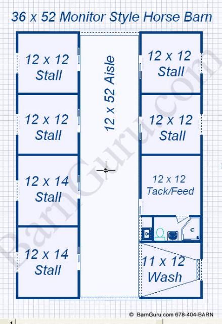 Floor Plan Horse Barn With 6 Stalls, bath, Tack & Wash Horse Farm Layout, Feed Room, Stable Yard, Livestock Barn, Barn Layout, Pallet Barn, Horse Farm Ideas, Diy Horse Barn, Horse Barn Ideas Stables