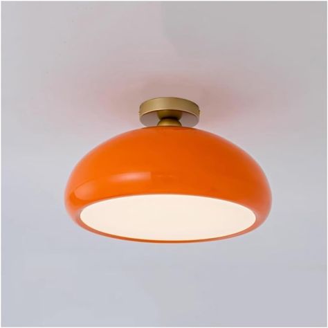 Scandinavian White Ceiling Light - Mid Century Semi Flush Mount with Orange Metal Iron Close to Ceiling Light Fixture. Suitable for Bedroom, Kitchen, Hallway, Laundry Room, Porch. ( Color : White ) - Amazon.com Close To Ceiling Light Fixtures, Low Ceiling Light Fixtures, Laundry Room Porch, Retro Light Fixtures, Foyer Ceiling Lights, Hallway Laundry Room, Office Refresh, Nz House, Hallway Laundry