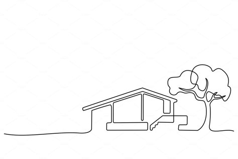 One Line House Drawing, Line Art House Drawing, Architecture Line Drawing, Residential Building Concept, Small House Drawing, Line Drawing House, House Line Drawing, House Line Art, Building Line Art