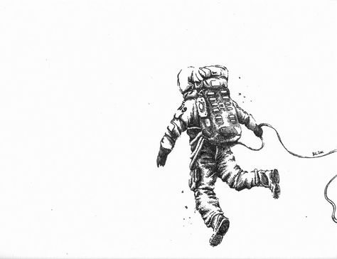 Falling Astronaut Tattoo, Astronaut In Space Drawing, Astronaut Tattoo Design, Spaceman Tattoo, Tattoo Astronaut, Tattoo Sleeve Ideas, Astronaut Drawing, Astronaut Illustration, Astronaut Tattoo