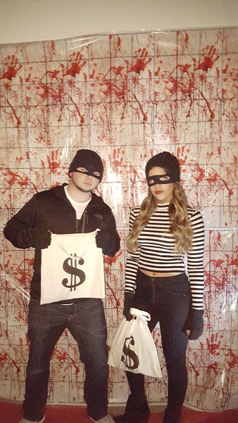 Bandit  Burglar  Couple Halloween Costume  by SarahsBootique                                                                                                                                                                                 More Robber Costume Men, Diy Robber Costume, Robbers Costume, Robber Halloween Costume, Halloween Couple Ideas, Adult Costume Ideas, Robber Costume, Halloween Diy Costume, Halloween Costumes Women Creative